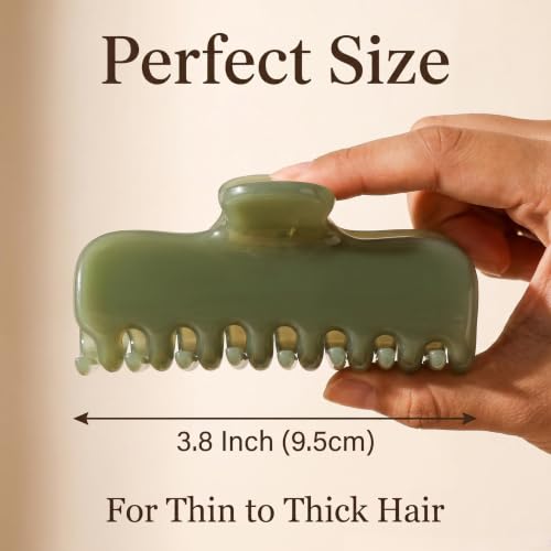 Jelly Olive Green Acetate Hair Claw Clip - 3.8 Inch Strong Hold