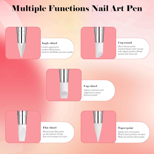 Oruola 8pcs Silicone Nail Art Tools Set - Dual Tipped Nail Brushes for Design & Shaping