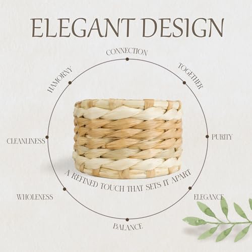 Handmade Rustic Seagrass Napkin Rings - Set of 6 for All Occasions