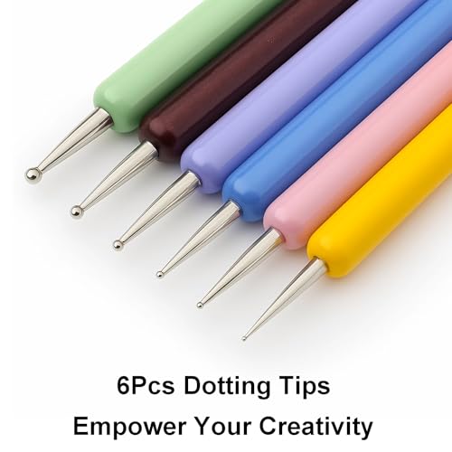 HomTop 6-Piece Dual-Ended Nail Art Brush Set for Gel & Acrylic Manicure