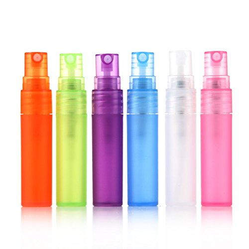 Elfenstall 6-Pack Refillable 5ml Matte Plastic Perfume Spray Bottles with Pipette & Cloth