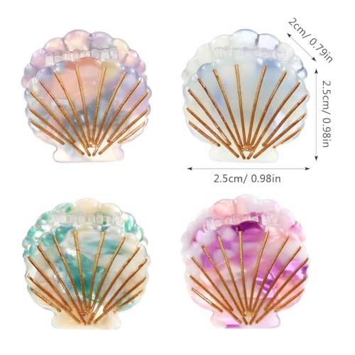 Lurrose Mini Seashell Hair Claw Clips - 4 Pack Small Beach Hair Accessories