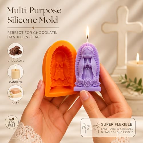 Virgin Mary Candle Mold - Religious Silicone Mold for Candle Making