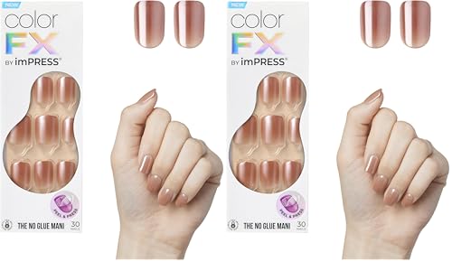 imPRESS No Glue Press-On Nails Color FX Last Call, 30 Count Pack of 2 - Medium Neutral Squoval Shape