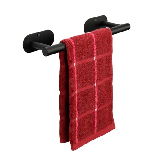 TocTen Rustproof Self-Adhesive Bathroom Towel Bar - 12 Inch Matte Black