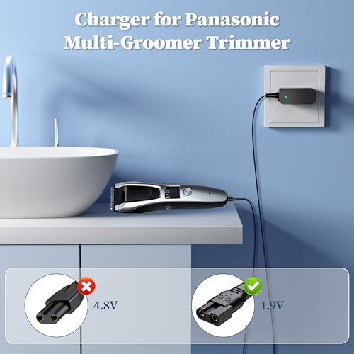JATERSERN 1.9V Replacement Charger for Panasonic Trimmers - 4.9 FT Power Cord