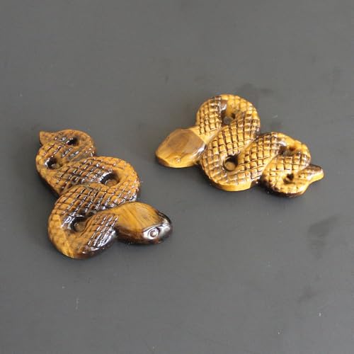 Hand Carved Golden Tiger Eye Snake Figurine - 2" Crystal Decor
