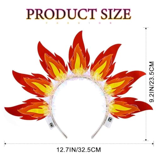 DRESBE LED Fire Flame Headband - Light Up Hair Accessory for Rave Parties