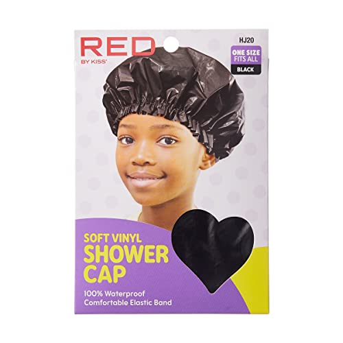 Red by Kiss Kids Shower Cap - Reusable Waterproof Vinyl for Boys & Girls