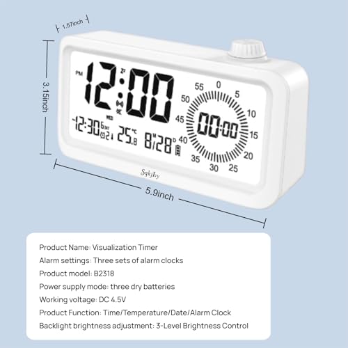 Visual Digital Timer for Kids with LCD Display & Silent Operation