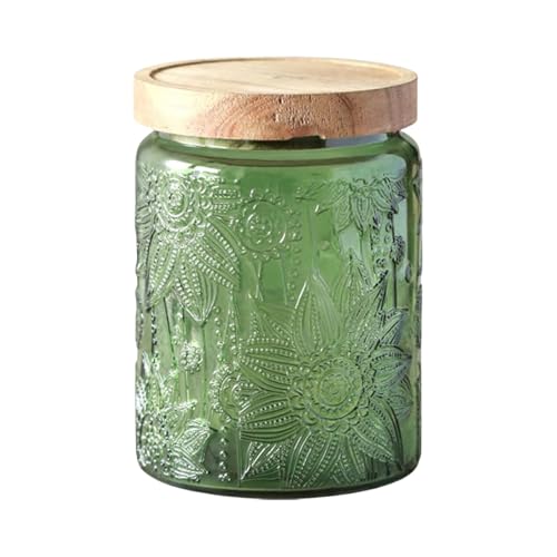 Airtight Glass Jar with Wooden Lid - 24 FL OZ Sunflower Design