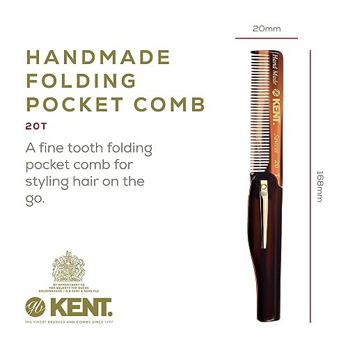 Kent Handmade Men's Pocket Comb Set - Fine Tooth Beard & Hair Grooming Kit