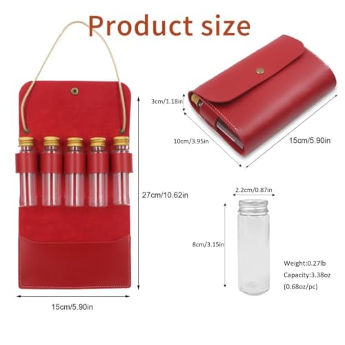 Camping Spice Kit with 5 Jars & Leather Holder - Travel Seasoning Set
