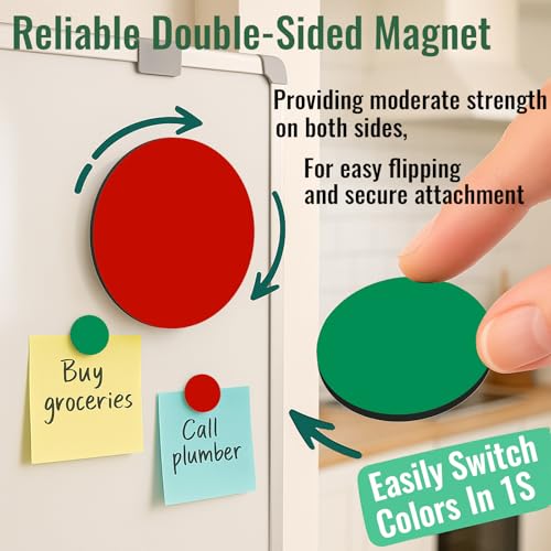45 PCS Double-Sided Red-Green Status Magnets - 1.1" for Whiteboard & Fridge