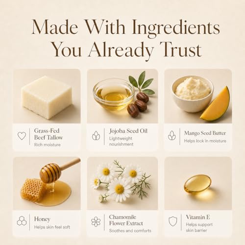 Organic Beef Tallow Moisturizer 2 oz - Grass Fed Balm for Dry Skin