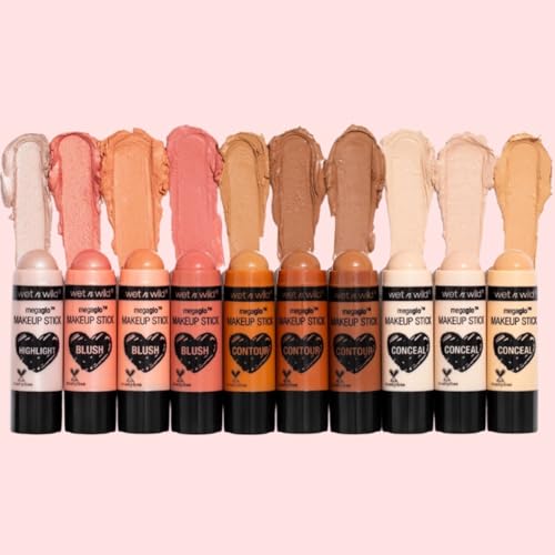 Wet n Wild MegaGlo Nude Strikes Makeup Stick Pack of 3 - Buildable, Multi-Use, Cruelty-Free & Vegan