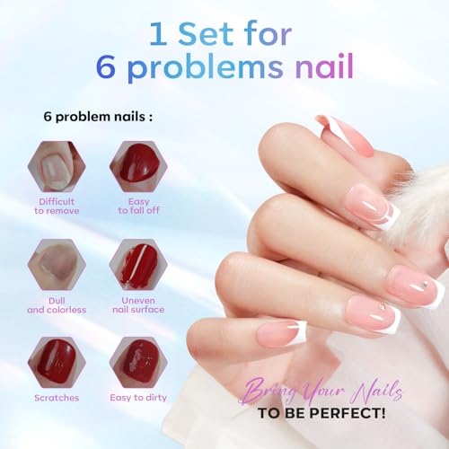 modelones Gel Top Coat, 15 ml 2026 Upgrade Super Shiny Base and Top Coat Set, Soak Off Nail Lamp Acid Free No Wipe Clear Base Top Gel Nail Polish