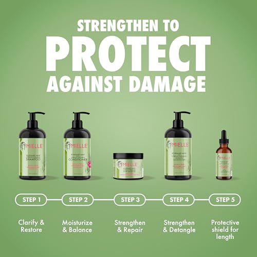 Mielle Organics Rosemary Mint Hair Strengthening Biotin Shampoo - Moisturizing Hair Shampoo for Women and Men to Gently Cleanse, Repair & Protect Strands (12 oz)