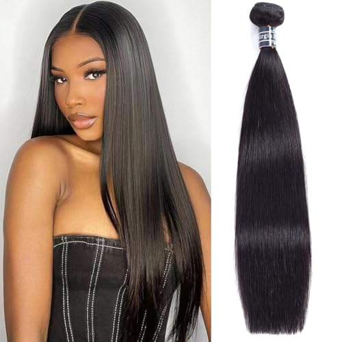 Amella 10 Inch Brazilian Virgin Hair Bundle - Unprocessed Straight Weave, Natural Black
