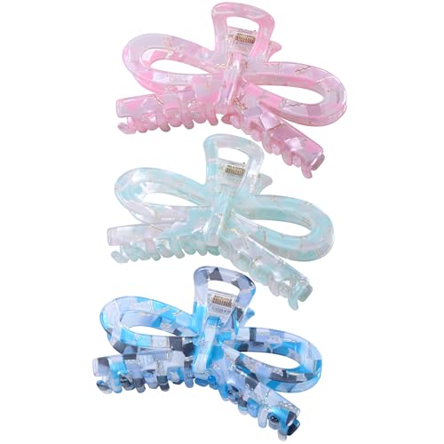 Jayongnee Bow Hair Claw Clips - 3 Pack Butterfly Acrylic Clips for Women