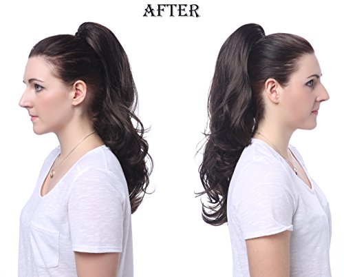 Onedor 20-Inch Black Curly Synthetic Clip-In Ponytail Hair Extension - 190g