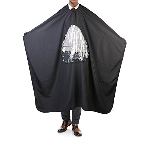 ULTNICE Hairdressing Cape with Viewing Window - Professional Salon & Home Use, Waterproof, 63x57 Inches, Black