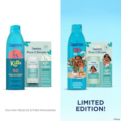 Coppertone Kids Sunscreen Set - SPF 50 Spray & Stick, 2 Pack