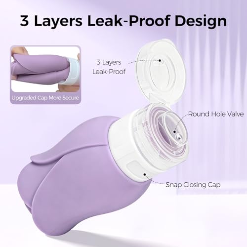 Mabnuby Silicone Travel Bottles & Jars Set – 3oz Leakproof TSA Approved Refillable Kit, 8 Pack in 4 Colors (PK+RS+PP+RD)
