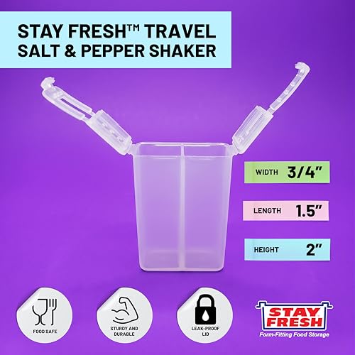Stay Fresh Mini Travel Salt and Pepper Shakers - Portable & Refillable Set of 2