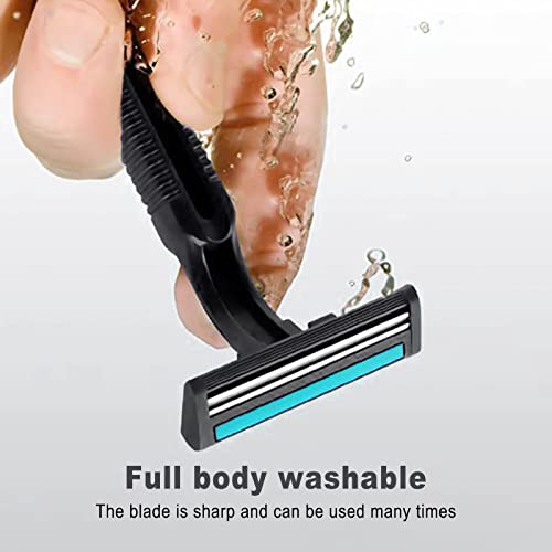 Lomgwumy Disposable Razors Bulk Pack 30 with Knife Cap, Double Blade Men Shaving