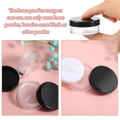 2pcs 10ml Travel Refillable Loose Powder Containers with Sifter