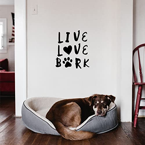 Love Live Bark Wall Decal - 12.5" x 11" Vinyl Sticker for Pet Lovers