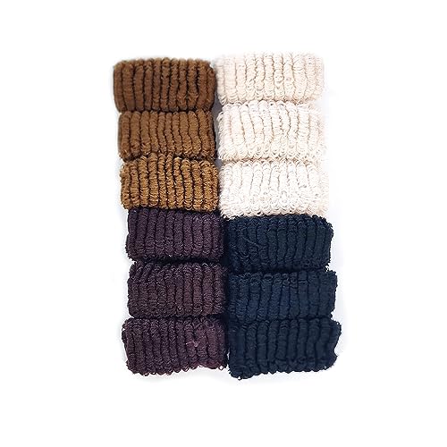 Bulk 12 Pack Large Soft Towelling Hair Ponytail Bands - Color D