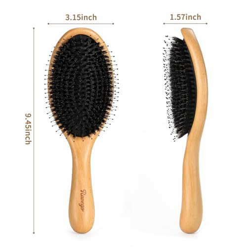 RAVEGO Boar Bristle Hair Brush - Curved Nylon Detangling Brush for All Hair