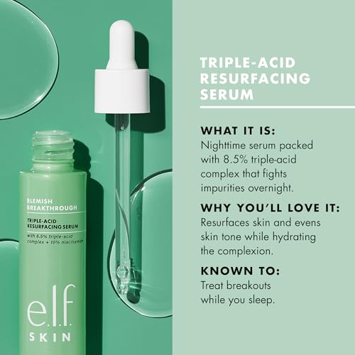 e.l.f. SKIN Blemish Breakthrough Triple-Acid Resurfacing Night Serum 0.14 Fl Oz