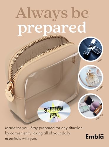 Embla Sand Mini Makeup Bag - Travel Cosmetic Organizer, Waterproof Toiletry Pouch