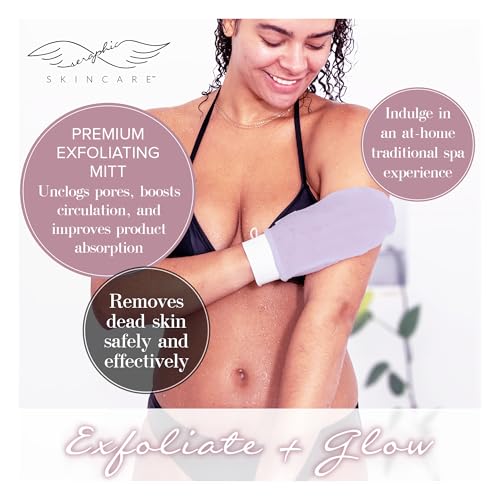 Lavender Exfoliating Mitt - Korean Body Scrub Glove for Soft Skin