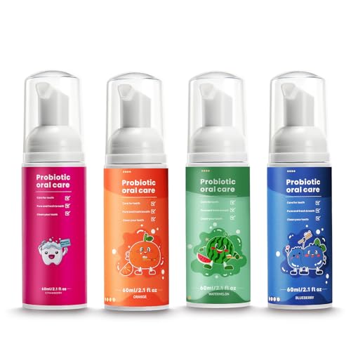 PVOGRT Kids Fluoride-Free Foam Toothpaste - 4 Pack Mint Oral Care Set