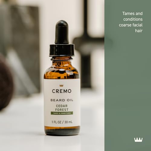 Cremo Beard Oil - Revitalizing Cedar Forest, 1 fl oz for Moisture & Softness