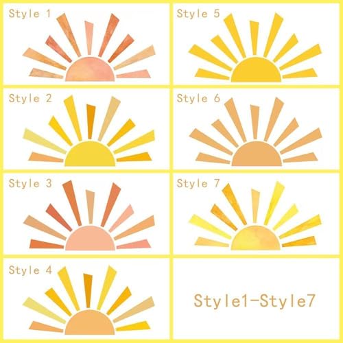 Boho Half Sun Wall Decal - Removable Vinyl Mural for Home Decor
