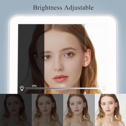 FUNTOUCH White Rechargeable Travel Makeup Mirror with 72 LEDs