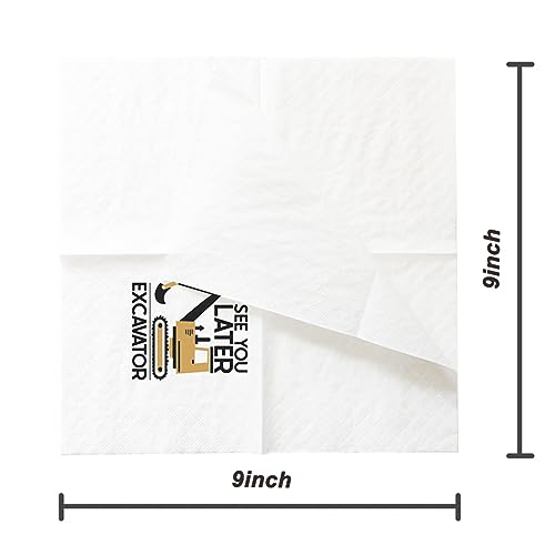 SharkBliss See You Later Excavator Cocktail Napkins - 50 Pack, 2-Ply, 5x5"