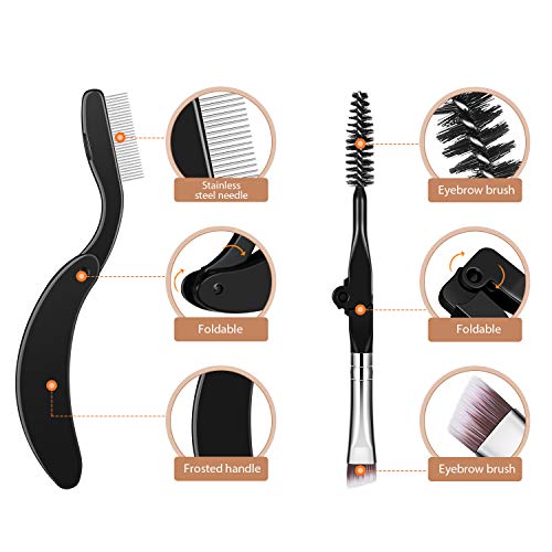 Boao 4-Piece Folding Eyelash Comb and Eyebrow Brush Set