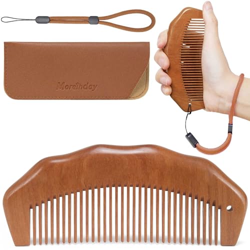 Wooden Labor Comb with Wrist Strap for Pain Relief & Hair Growth