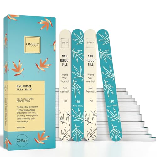 Onsen Professional Nail File - 20-Pack Double-Sided 120/180 Grit