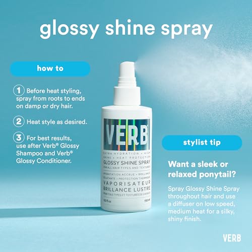 Verb Glossy Shine Spray | Hydrating Heat Protectant for Hair