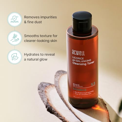 ACWELL Licorice pH 5.5 Balancing Cleansing Toner - 5.07 fl oz, Alcohol-Free Skin Hydrating & Clarifying