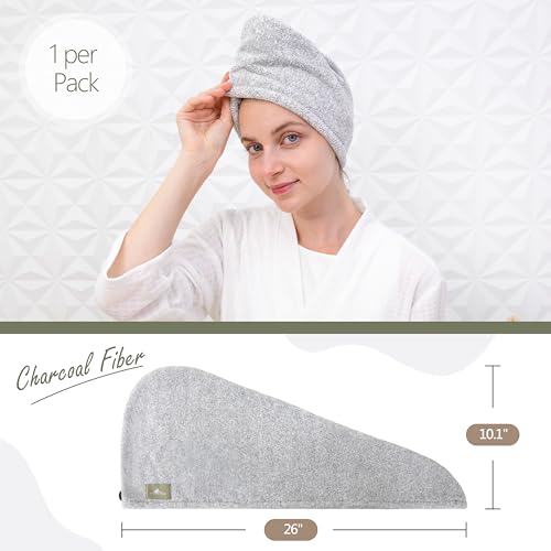 myHomeBody Quick Drying Hair Towel Wrap Turban - Gray