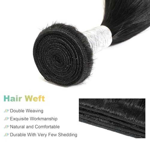 12" Natural Black Straight Brazilian Virgin Human Hair Bundles