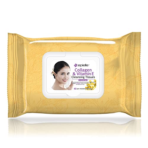 Epielle Cucumber Natural Makeup Remover Wipes 240 Count Pack, Gentle Facial Cleansing Towelettes with Collagen & Argan Oil